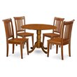 Pemberly Row 5-Piece Small Dining Set with Saddle Brown Finish