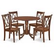 Pemberly Row 5-Piece Wood Dining Table Set with X-Back Chairs in Mahogany