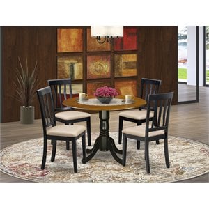 Pemberly Row 5-Piece Wood Dining Set with Round Table in Black/Cherry