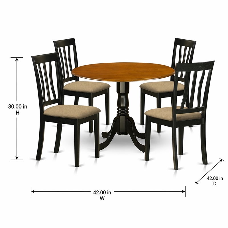 Pemberly Row 5-Piece Wood Dining Set with Round Table in Black/Cherry