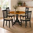 Pemberly Row 5-Piece Wood Dining Set with Round Table in Black/Cherry