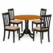 Pemberly Row 5-Piece Wood Dining Set with Round Table in Black/Cherry