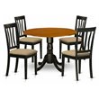 Pemberly Row 5-Piece Wood Dining Set with Round Table in Black/Cherry