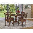 Pemberly Row 5-Piece Mahogany Wood Dining Set with Round Table