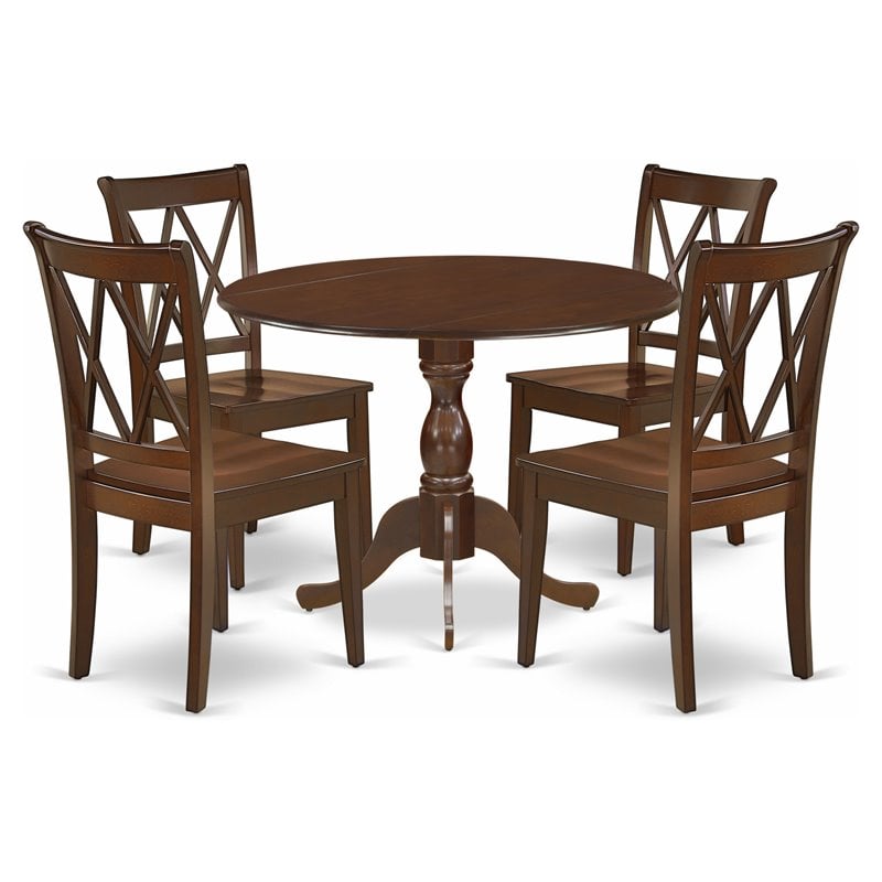 Pemberly Row 5-Piece Mahogany Wood Dining Set with Round Table