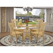 Pemberly Row 5-Piece Wood Dining Table Set in Oak with Slatted Back Chairs