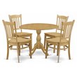 Pemberly Row 5-Piece Wood Dining Table Set in Oak with Slatted Back Chairs
