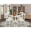 Pemberly Row 5-Piece Wood Dining Set with X-Back Chairs in Linen White