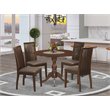 Pemberly Row 5-Piece Wood Dining Table Set with Slatted Chairs in Mahogany