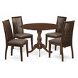 Pemberly Row 5-Piece Wood Dining Table Set with Slatted Chairs in Mahogany