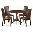Pemberly Row 5-Piece Round Mahogany Wood Dining Set with Slatted Back Chairs