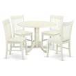 Pemberly Row 5-Piece Rubberwood Dining Set with Drop-Leaf Table in White