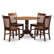 Pemberly Row 5-Piece Traditional Dining Set in Mahogany with Drop Leaf Table