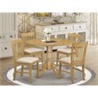 Pemberly Row 5-Piece Oak Dining Set with Drop Leaf Table and Slatted Chairs