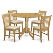 Pemberly Row 5-Piece Oak Dining Set with Drop Leaf Table and Slatted Chairs
