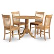 Pemberly Row 5-Piece Oak Kitchen Set with Drop Leaf Table and Wooden Chairs