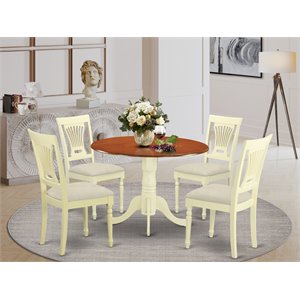 Pemberly Row 5-Piece Wood Kitchen Table Set in Buttermilk and Cherry