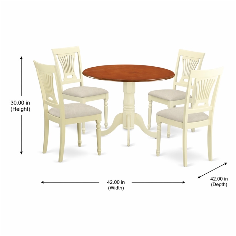 Pemberly Row 5-Piece Wood Kitchen Table Set in Buttermilk and Cherry