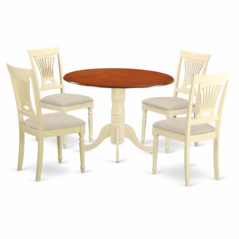 Pemberly Row 5-Piece Wood Kitchen Table Set in Buttermilk and Cherry