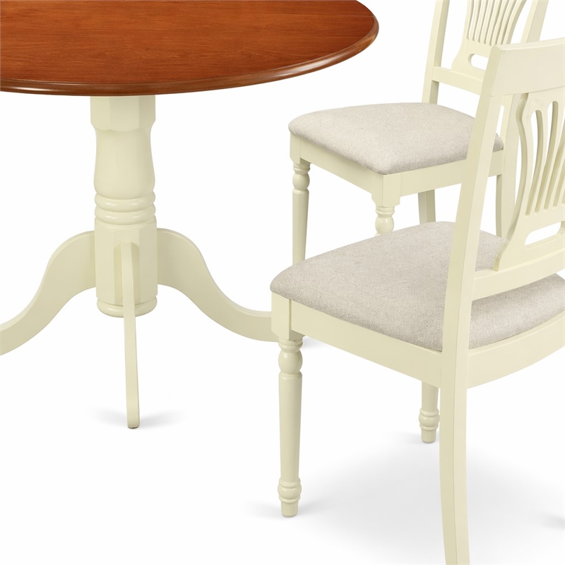 Pemberly Row 5-Piece Wood Kitchen Table Set in Buttermilk and Cherry
