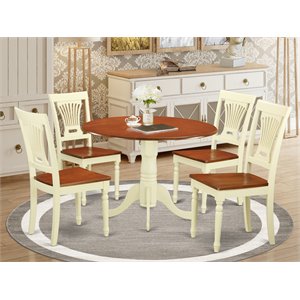 Pemberly Row 5-Piece Dining Table and Chair Set in Buttermilk and Cherry