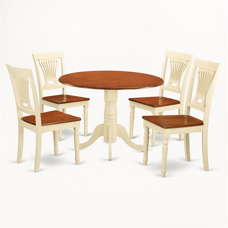 Pemberly Row 5-Piece Dining Table and Chair Set in Buttermilk and Cherry