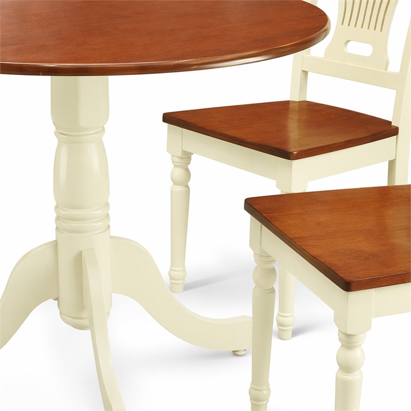 Pemberly Row 5-Piece Dining Table and Chair Set in Buttermilk and Cherry