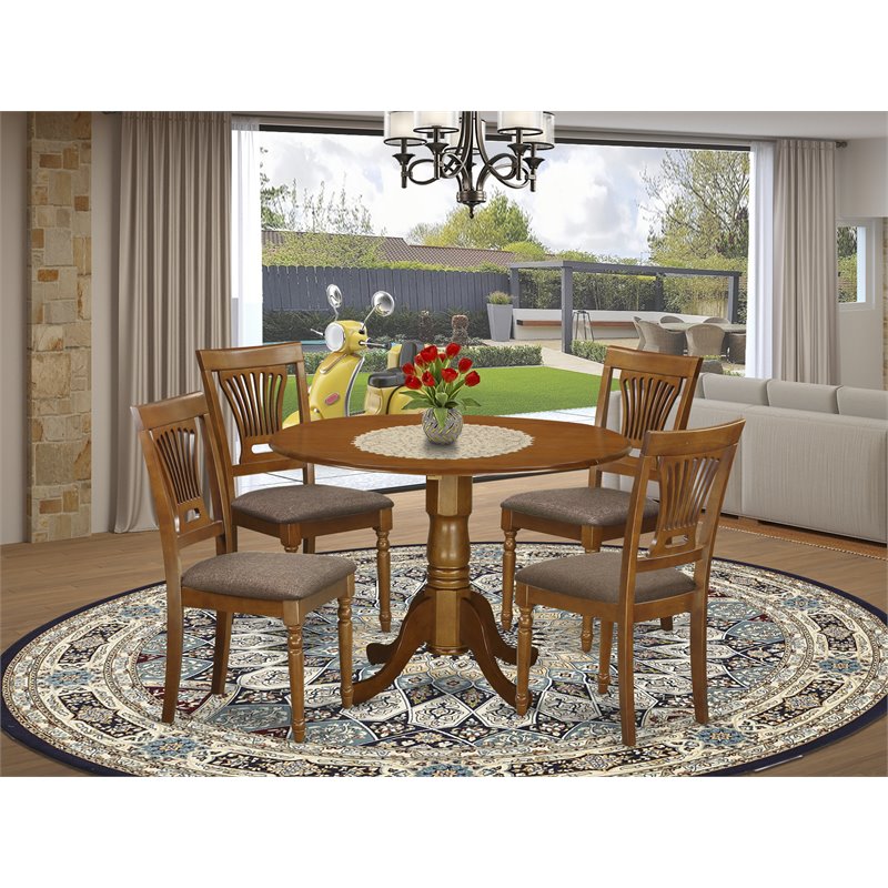 Pemberly Row 5-Piece Kitchen Table and Chair Set in Saddle Brown