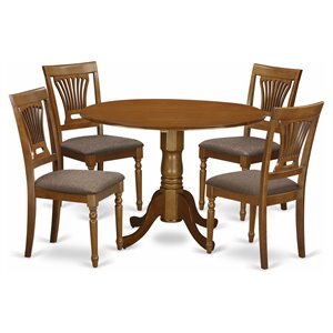 Pemberly Row 5-Piece Kitchen Table and Chair Set in Saddle Brown