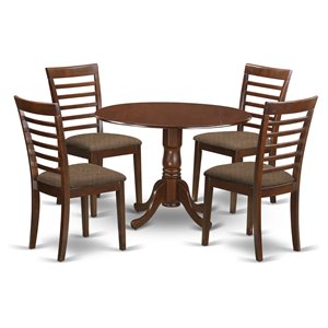 Pemberly Row 5-Piece Wood Dining Table and Chair Set in Mahogany Finish