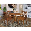 Pemberly Row 5-Piece Dining Table Set with Saddle Brown Finish and Drop Leaves