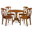 Pemberly Row 5-Piece Dining Table Set with Saddle Brown Finish and Drop Leaves
