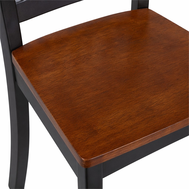 Pemberly Row 5-Piece Round Wood Dining Set in Black and Cherry Finish