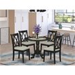 Pemberly Row 5-Piece Dining Set with Black Table and Fabric Seats