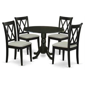 Pemberly Row 5-Piece Dining Set with Black Table and Fabric Seats