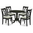 Pemberly Row 5-Piece Dining Set with Black Table and Fabric Seats