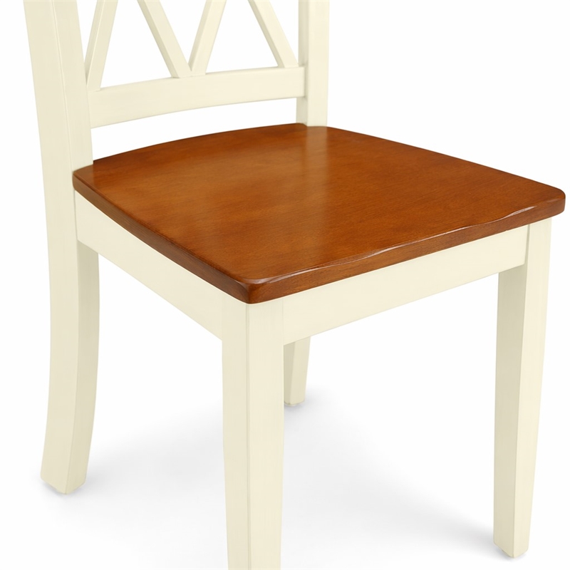 Pemberly Row 5-Piece Round Dining Set in Buttermilk and Cherry Finish