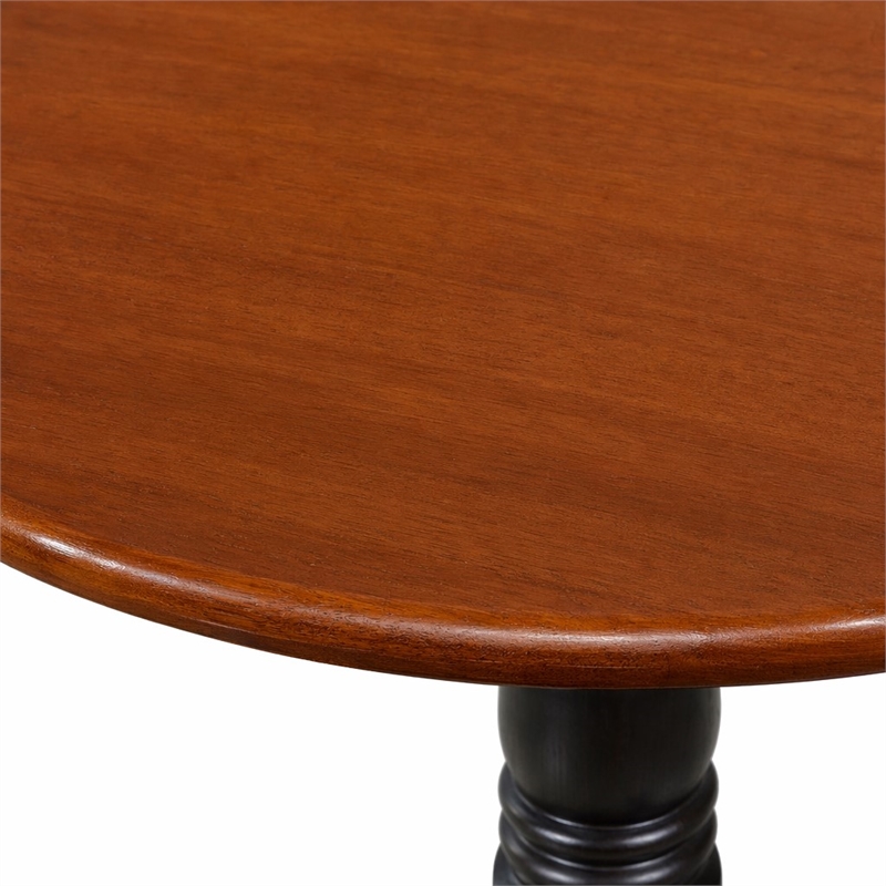 Pemberly Row 5-Pc Dining Room Set with Wood Seats in Black/Cherry
