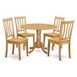 Pemberly Row 5-Piece Wood Dinette Table Set Oak Finish Round Pedestal Table