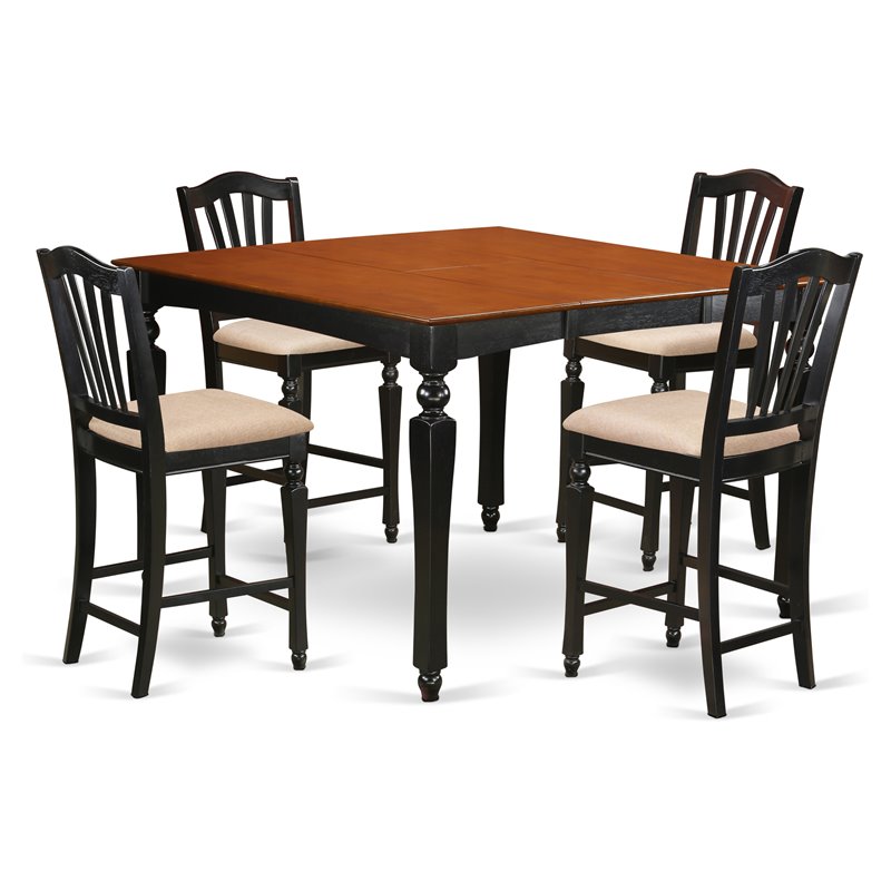 Pemberly Row 5-Piece Dining Table Set in Black and Cherry Finish