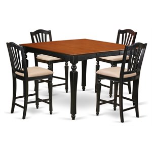 Pemberly Row 5-Piece Dining Table Set in Black and Cherry Finish