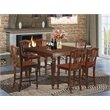 Pemberly Row 7-Piece Wood Mahogany Pub Dining Set with Slat Back Bar Stools