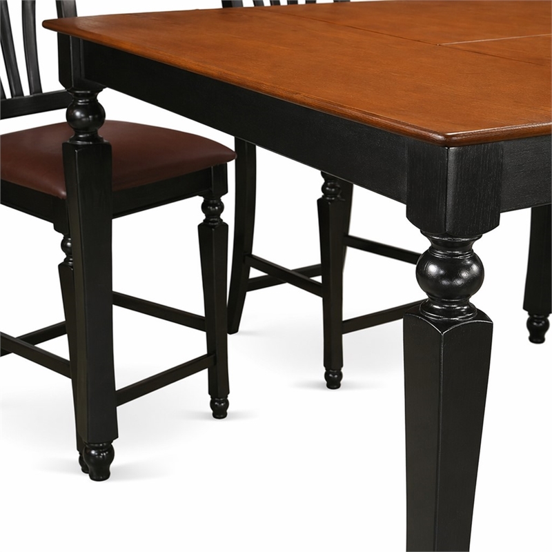 Pemberly Row 5-Piece Wood Black & Cherry Dining Set with Leather Seats