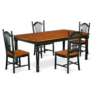 Pemberly Row 5-Piece Wood Kitchen Table Set in Black and Cherry