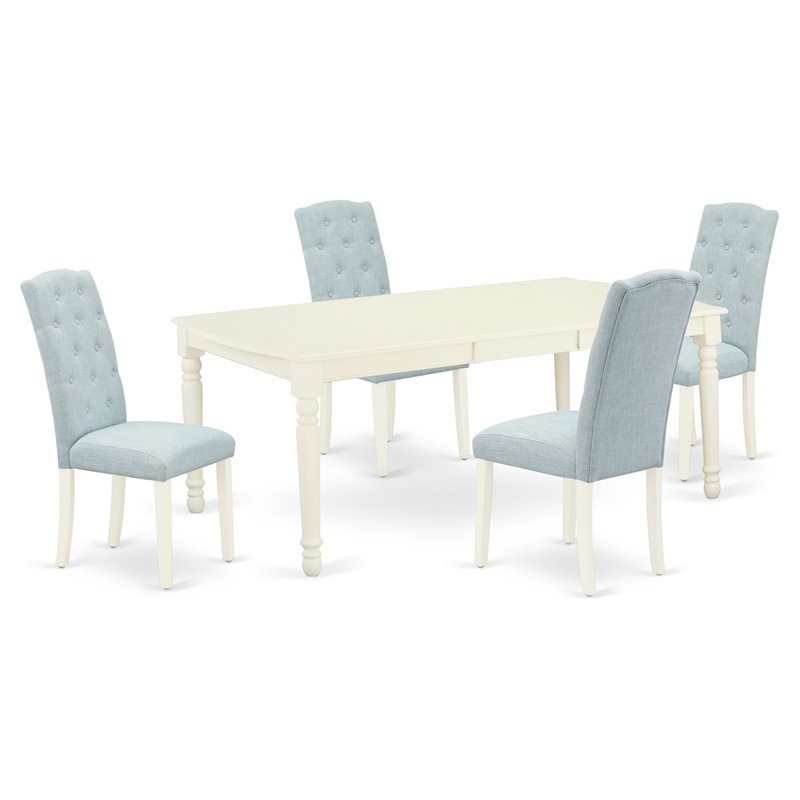 Pemberly Row 5-Piece Wood Dining Set in Linen White and Baby Blue