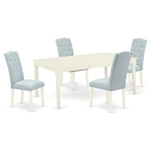 Pemberly Row 5-Piece Wood Dining Set in Linen White and Baby Blue