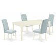 Pemberly Row 5-Piece Wood Dining Set in Linen White and Baby Blue