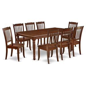 Pemberly Row 9-Piece Dining Table and Chair Set in Mahogany Finish