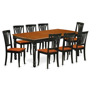Pemberly Row 9-Piece Wooden Kitchen Table Set in Black Cherry Finish
