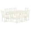 Pemberly Row 9-Piece Wood Dining Set with Linen Seat in White Finish